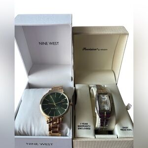 NWOT Nine West Gold Dark Green Watch and Precision by Gruen